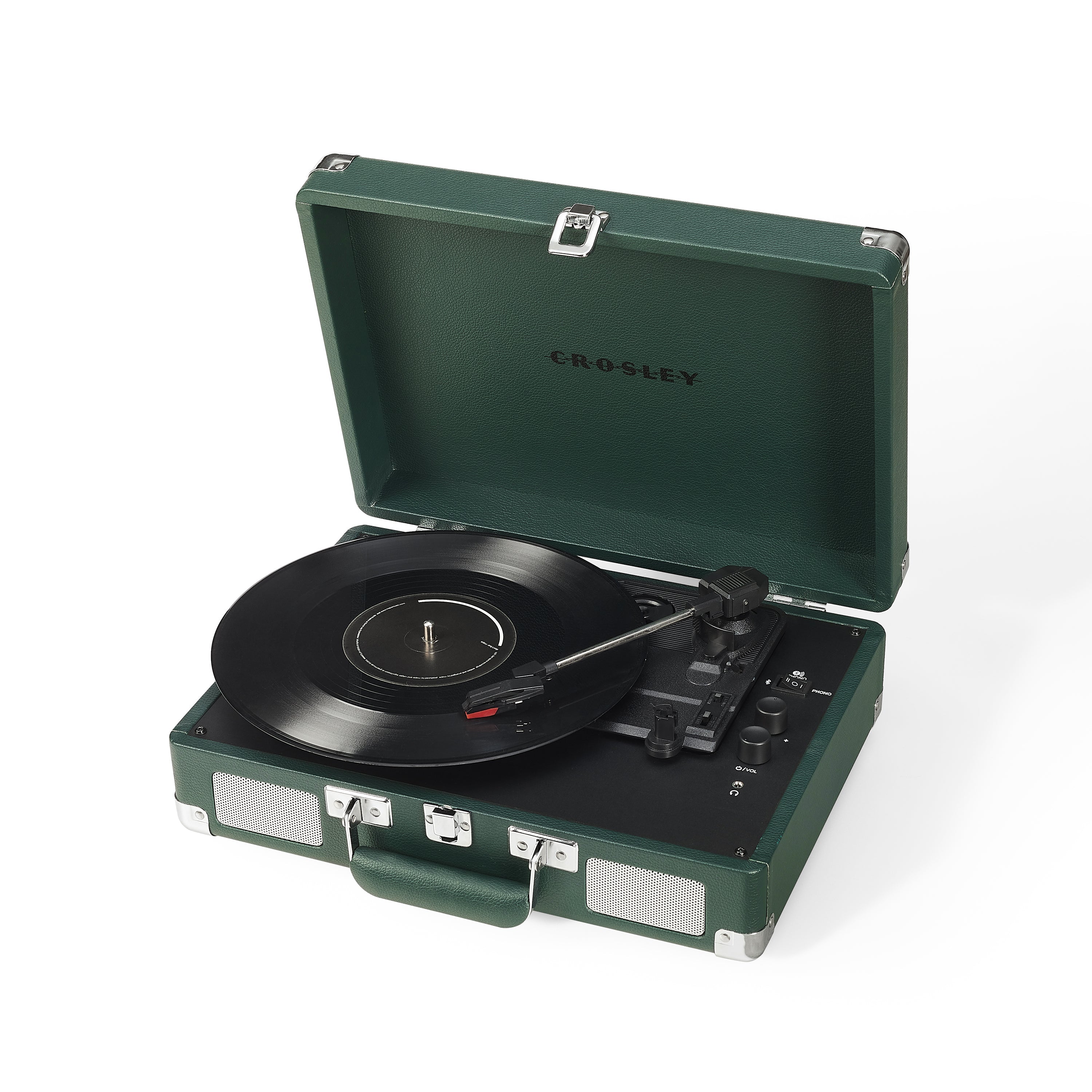 Crosley Cruiser Plus Vintage 3-Speed Bluetooth in/Out Suitcase Vinyl Record Player Turntable - Dark Emerald