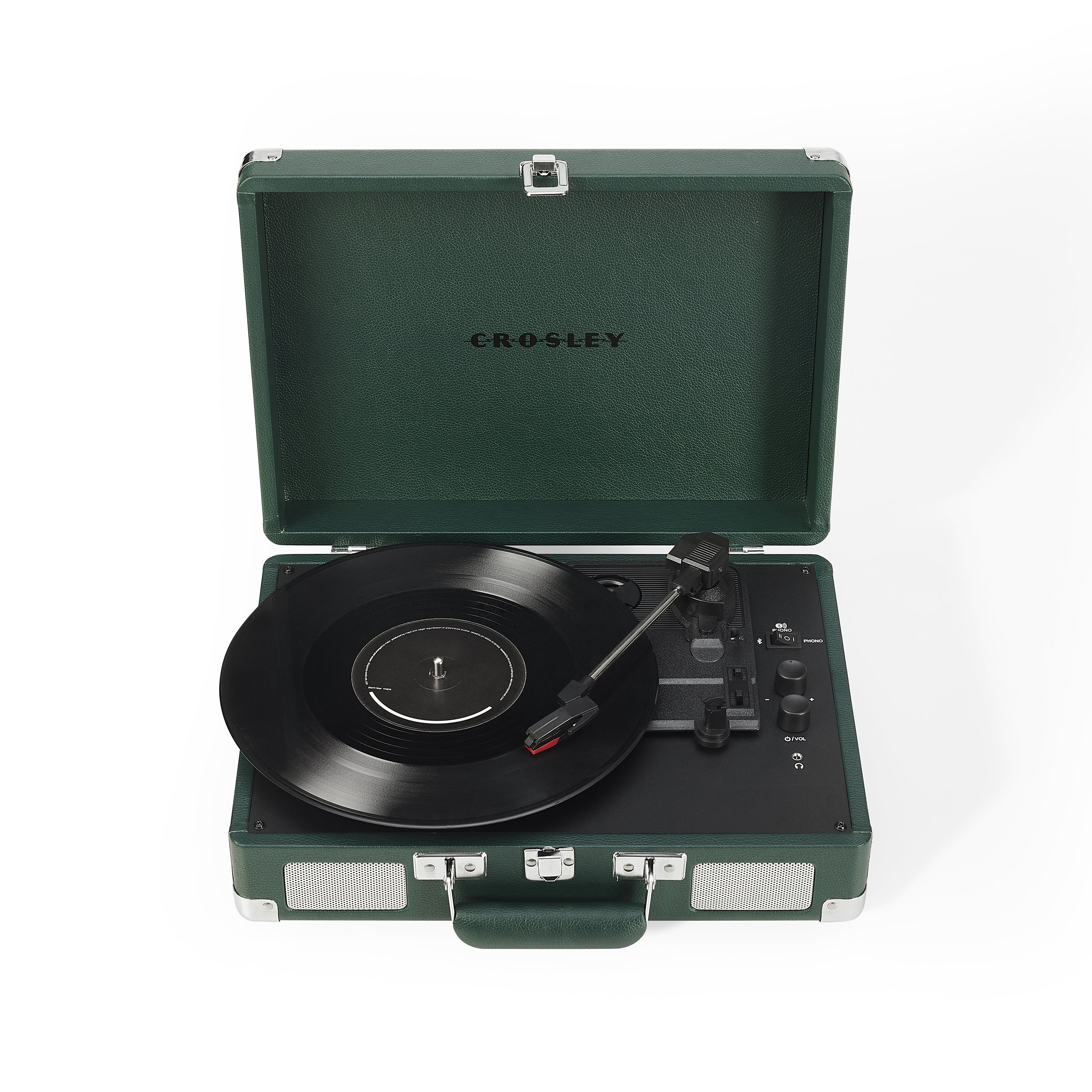 Crosley Cruiser Plus Vintage 3-Speed Bluetooth in/Out Suitcase Vinyl Record Player Turntable - Dark Emerald