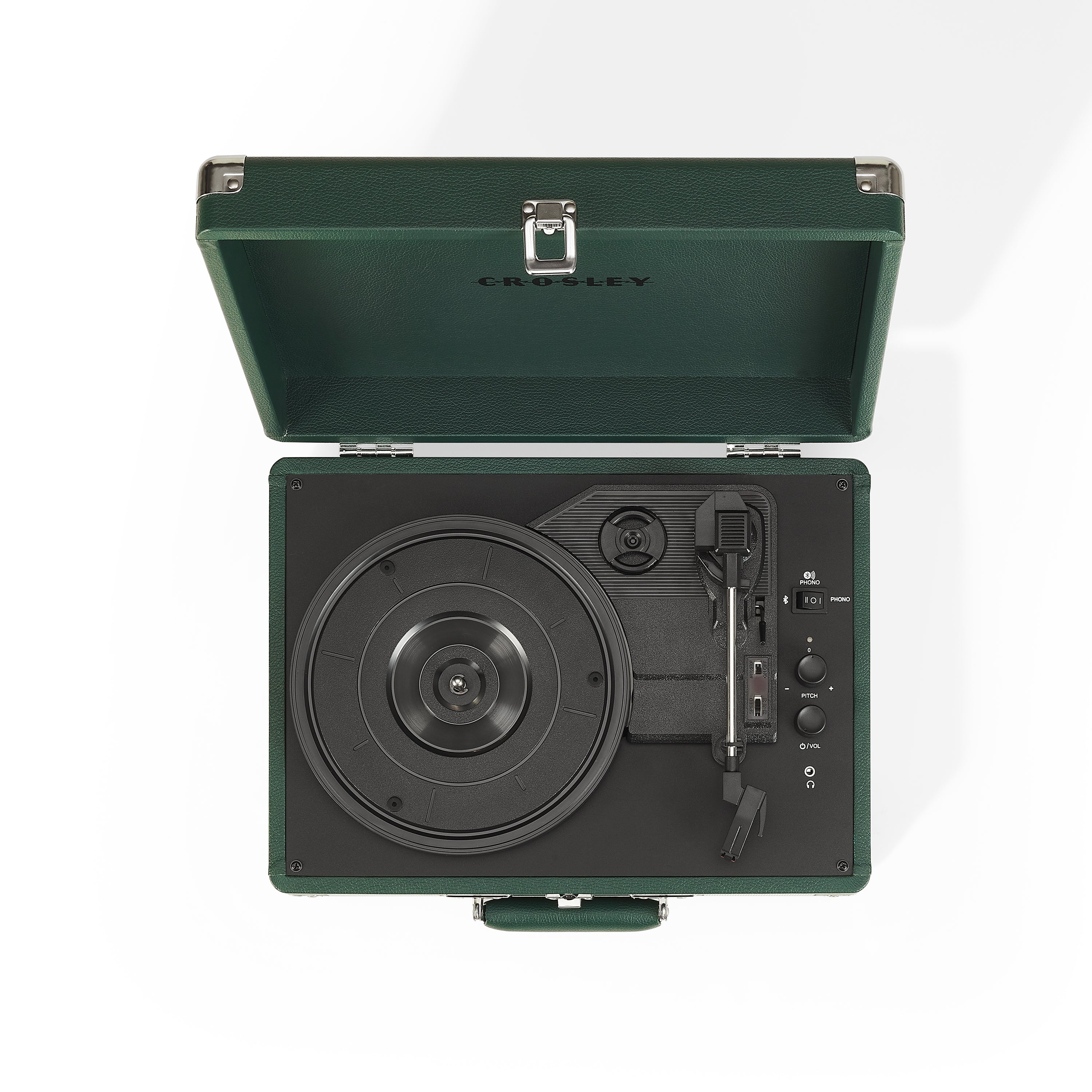 Crosley Cruiser Plus Vintage 3-Speed Bluetooth in/Out Suitcase Vinyl Record Player Turntable - Dark Emerald