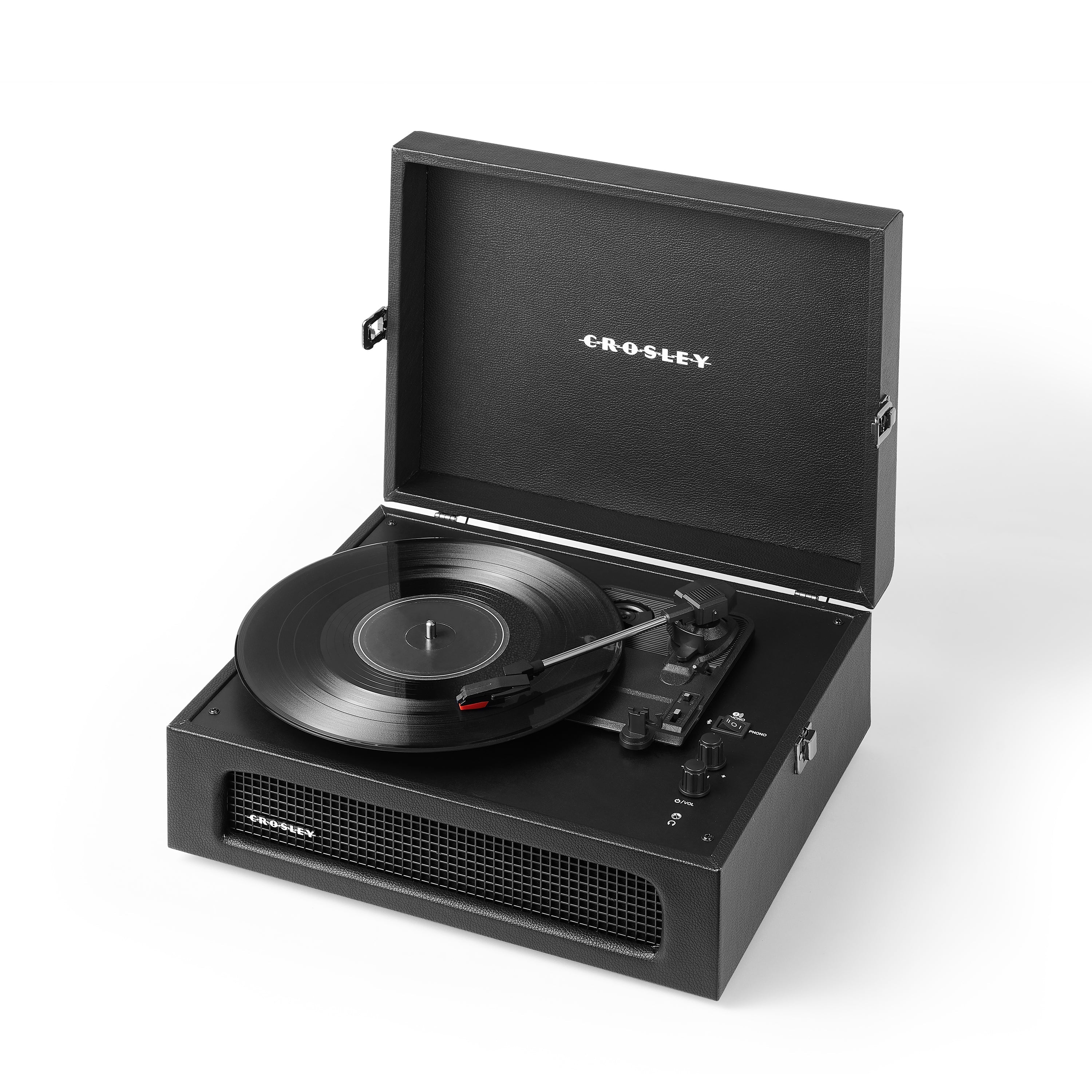 Crosley Voyager Vintage Portable Vinyl Record Player Turntable with Bluetooth in/Out and Built-in Speakers - Black