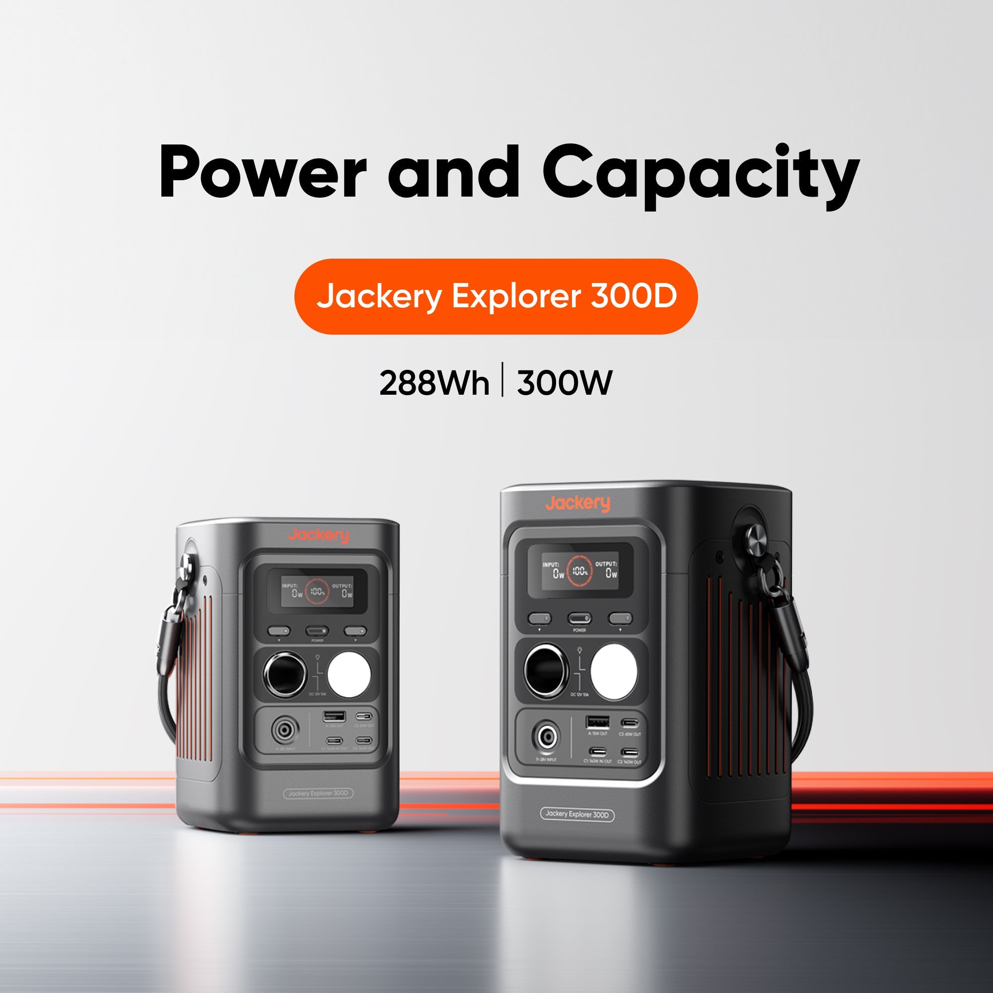 Jackery Explorer 300D Portable Power Station, 288Wh LiFePO4 Battery Solar Generator with 300W AC Outlet, 100W USB-C PD Fast Charging