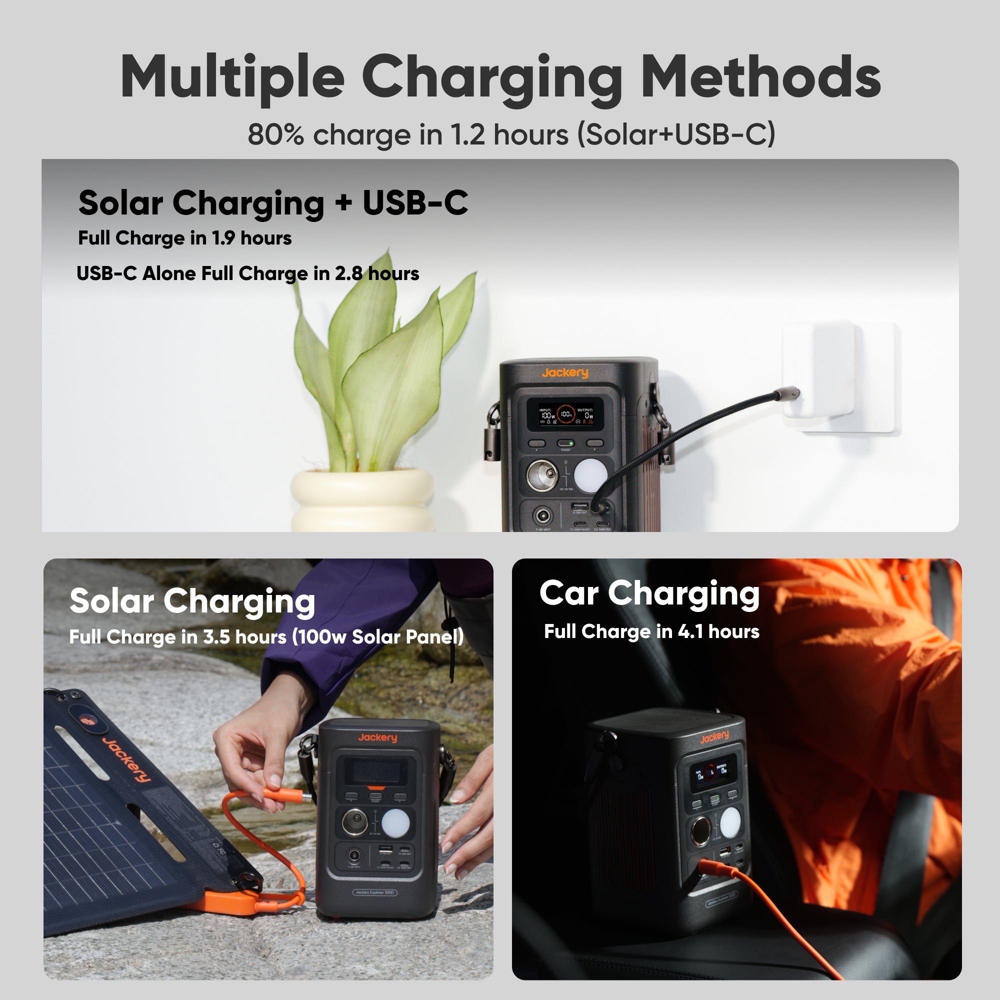 Jackery Explorer 300D Portable Power Station, 288Wh LiFePO4 Battery Solar Generator with 300W AC Outlet, 100W USB-C PD Fast Charging