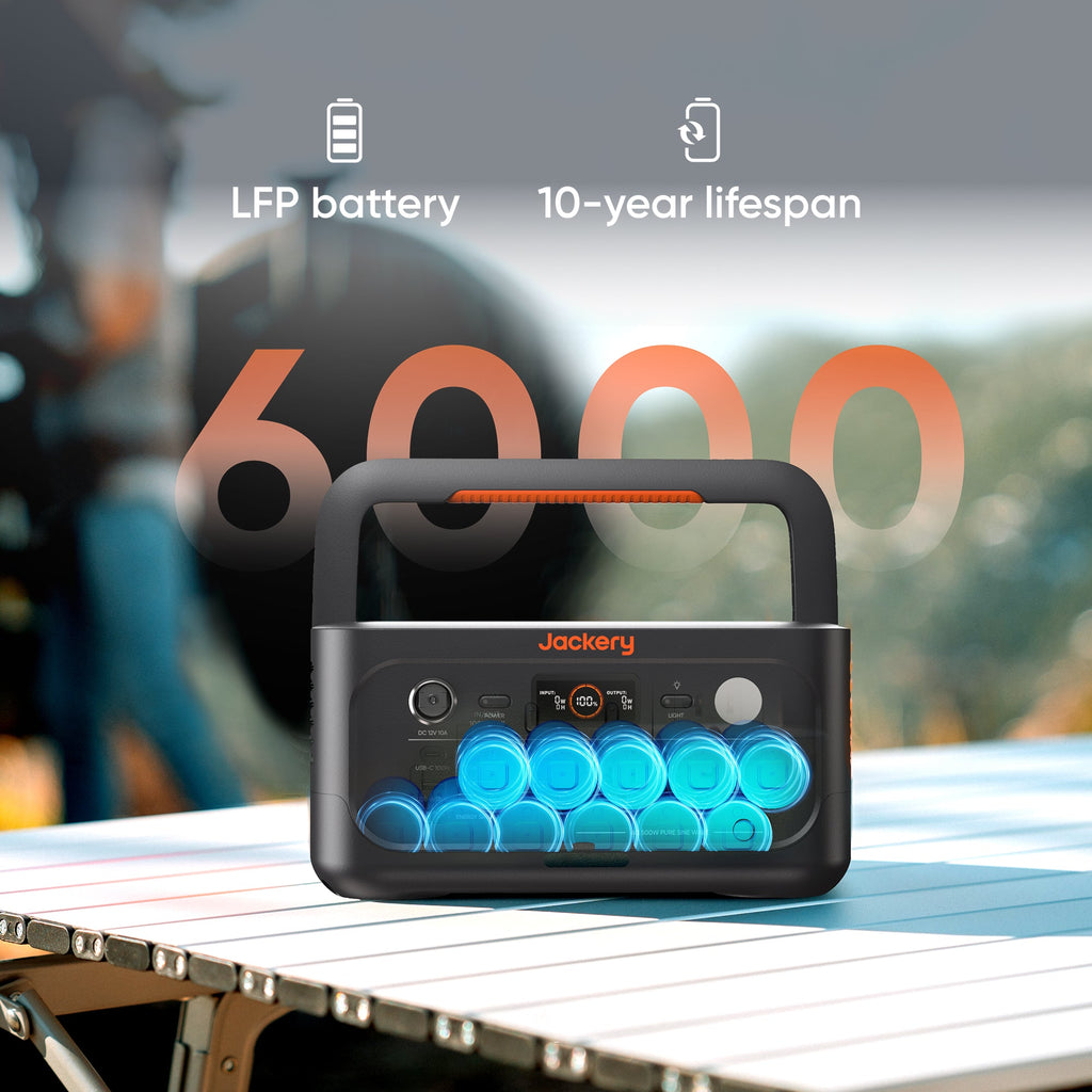 Jackery Explorer 600 v2 Portable Power Station, 570Wh LiFePO4 Battery Solar Generator with 800W AC Output (1600W Surge), 1-Hour Fast Charging, Dual 100W USB-C PD Ports