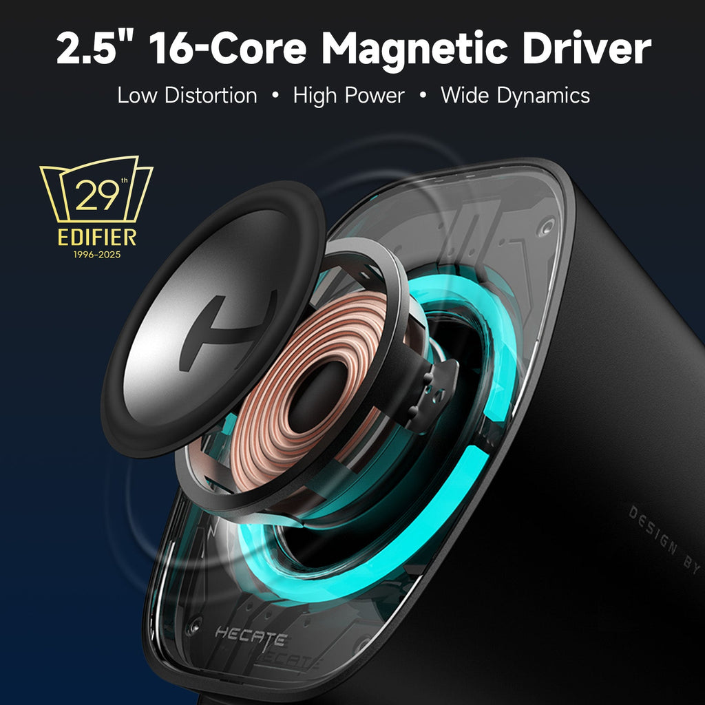 Enceintes d'ordinateur de bureau Edifier G1000 II pour gaming, haut-parleur pleine gamme de 2,5" et basses améliorées, Bluetooth 5.4 USB-C AUX, 9 modes d'éclairage RVB dynamiques pour PC