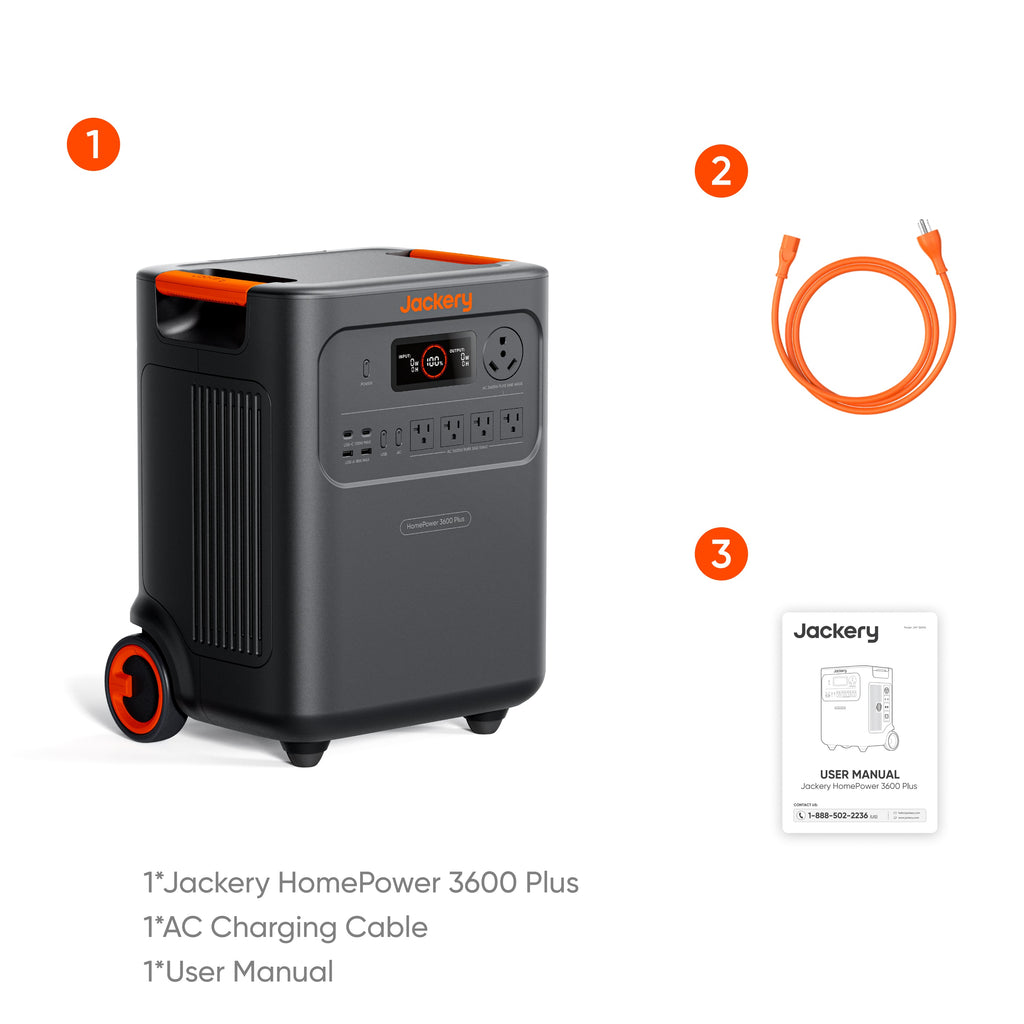 Jackery HomePower 3600 Plus Générateur Solaire Portable, Sortie AC 3600W, Générateur Solaire LFP 3584Wh, Extensible jusqu'à 21kWh, Alimentation de Secours Essentielle pour la Maison, les Urgences, les VR (Panneau Solaire en Option)