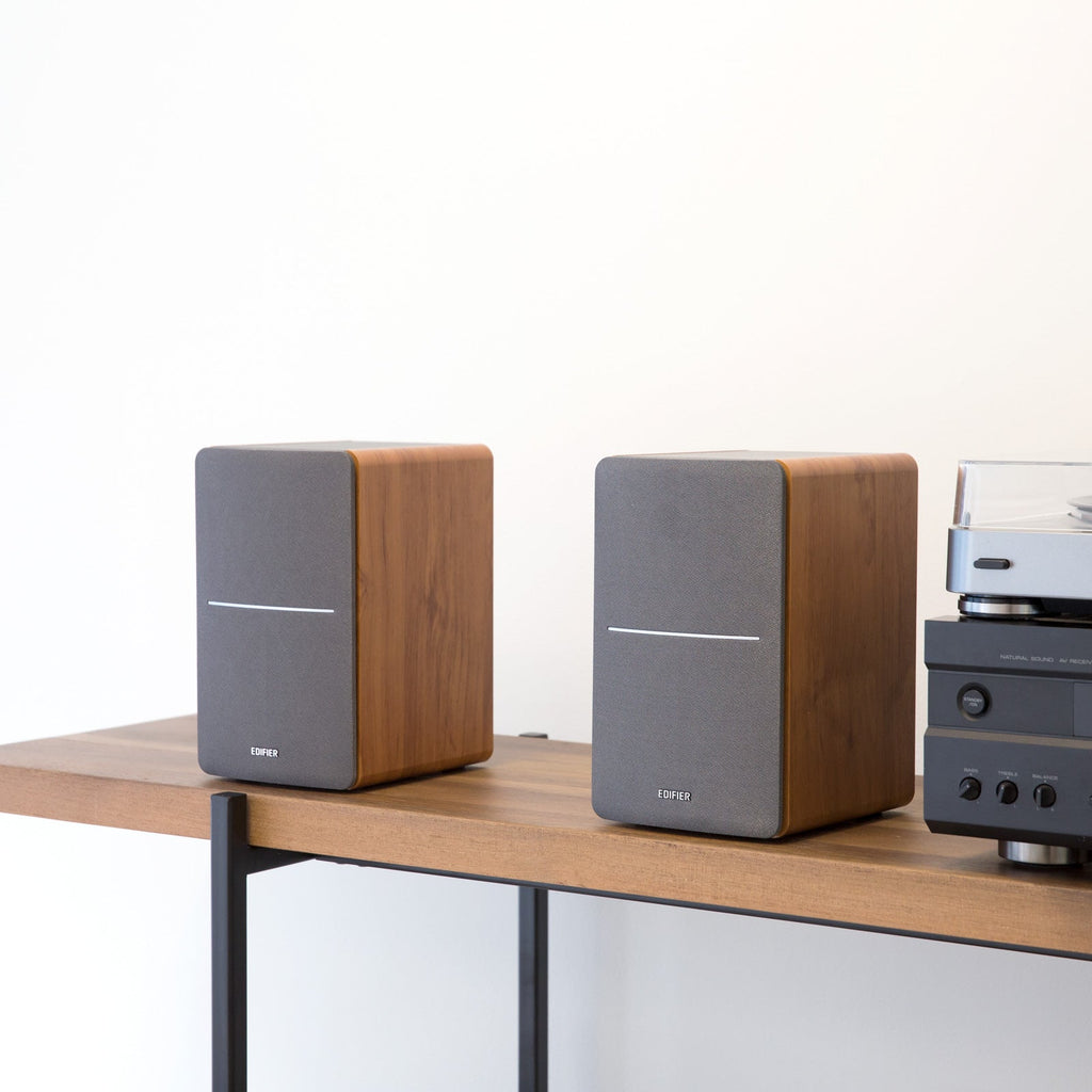 Edifier P12 Passive Bookshelf Speakers - 2-way Speakers with Built-in Wall-Mount Bracket - Wood Color - Pair - Needs amplifier or receiver to operate