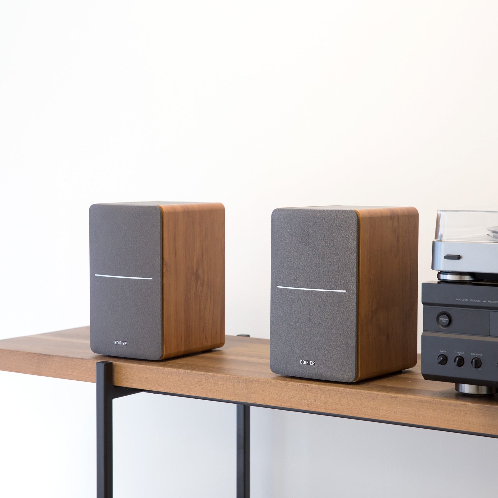 Edifier P12 Passive Bookshelf Speakers - 2-way Speakers with Built-in Wall-Mount Bracket - Wood Color - Pair - Needs amplifier or receiver to operate