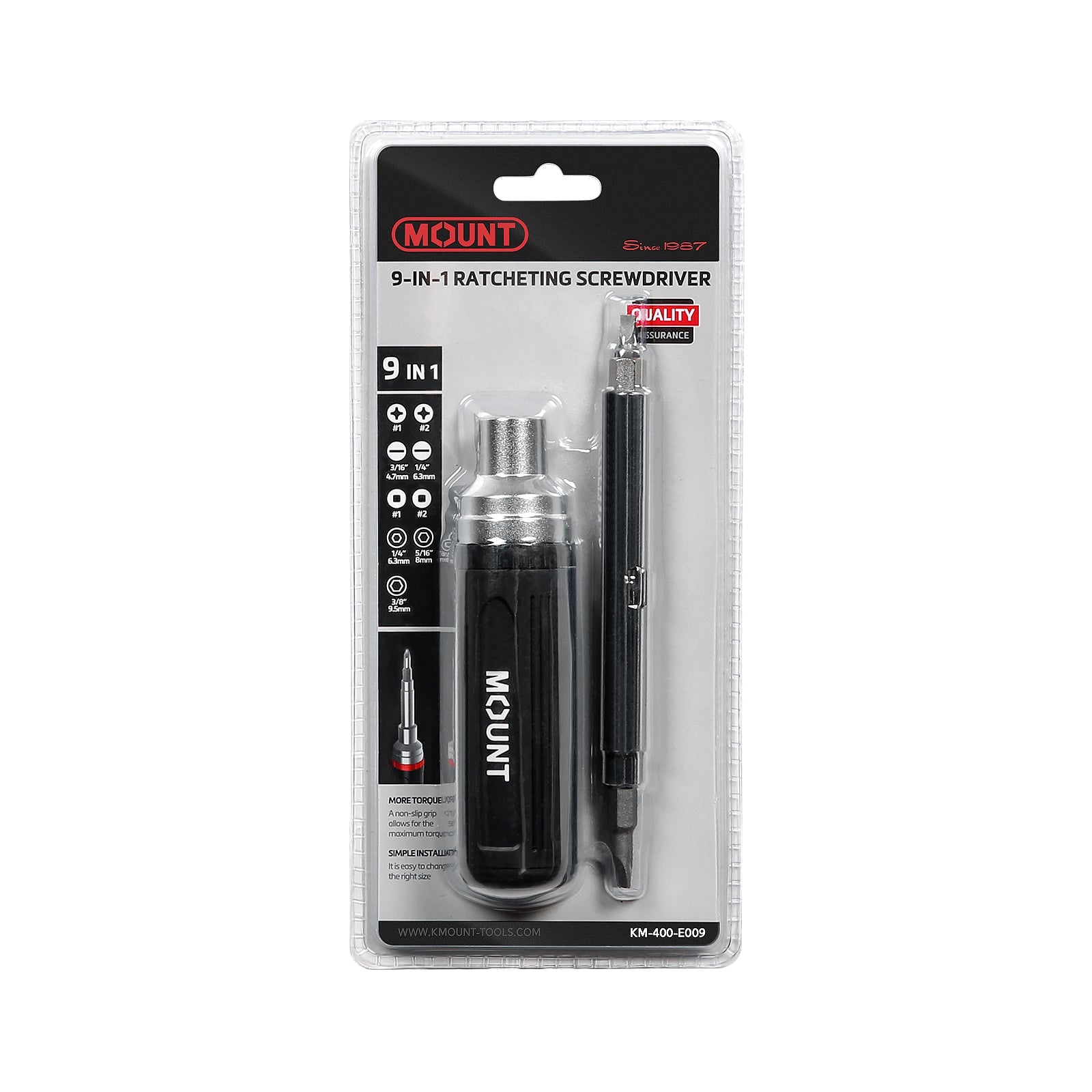 Tournevis à cliquet multi-embouts K-Mount 9-en-1