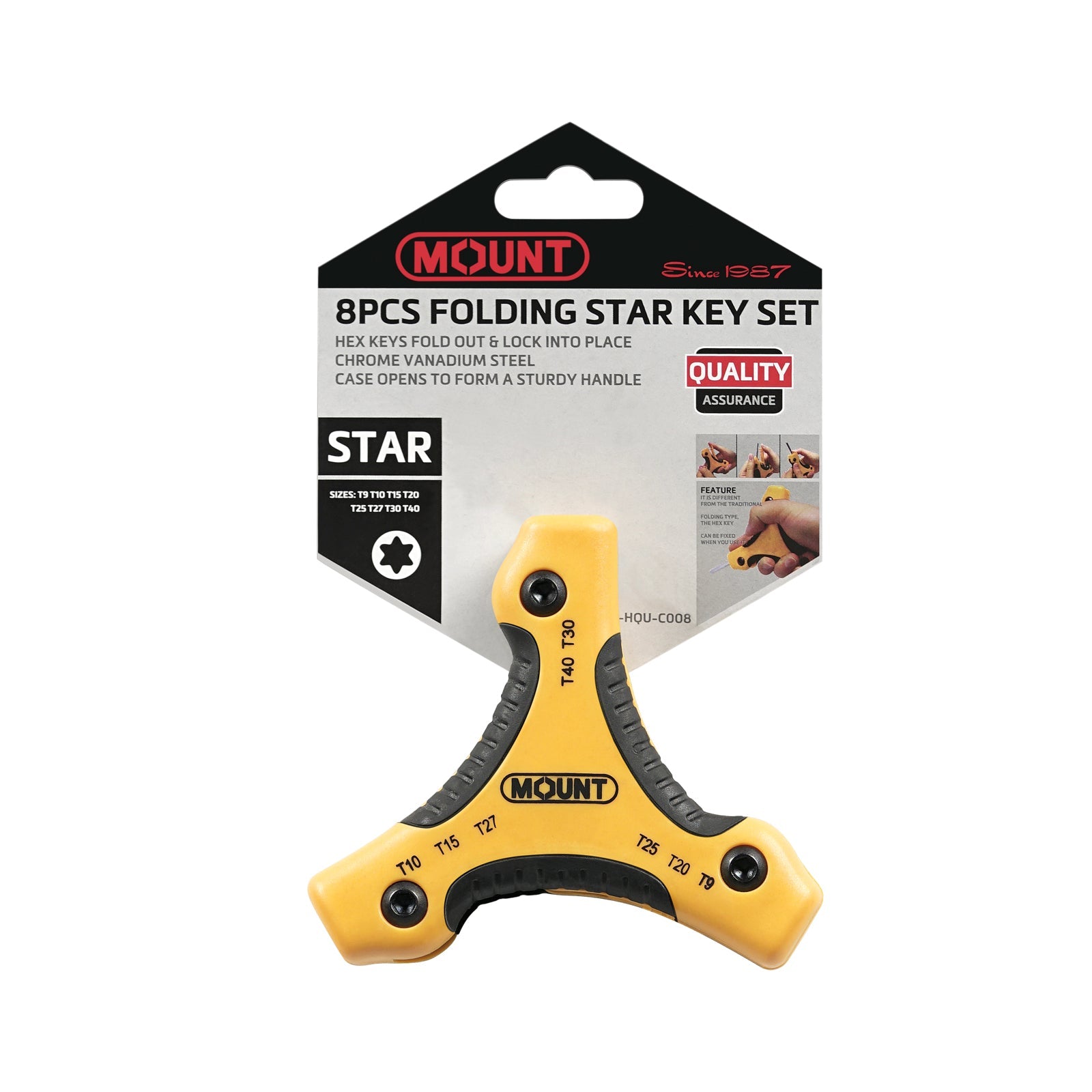 Mount 8PCS Folding Torx Star Key Set, Size T9-T40