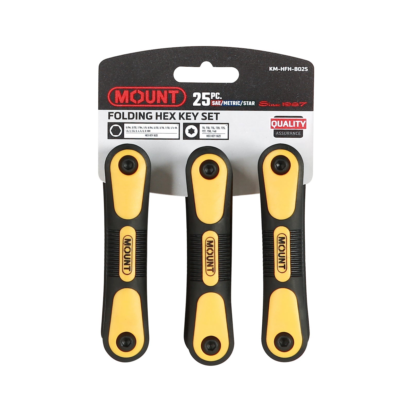 Mount 25PCS Folding Hex Key Set, Metric/SAE/Torx
