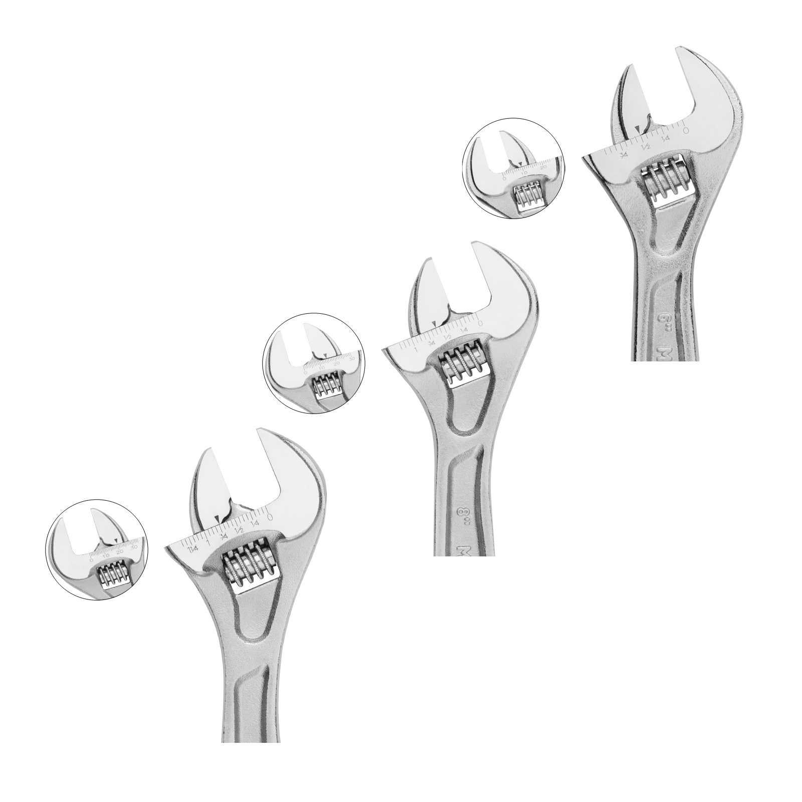 MAXPOWER Adjustable Wrench Set (6in, 8in, 10in), CR-V, 3PCS