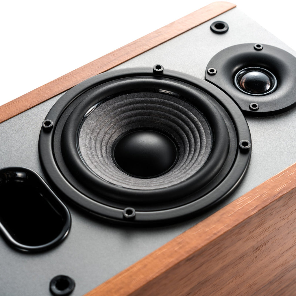 Edifier P12 Passive Bookshelf Speakers - 2-way Speakers with Built-in Wall-Mount Bracket - Wood Color - Pair - Needs amplifier or receiver to operate
