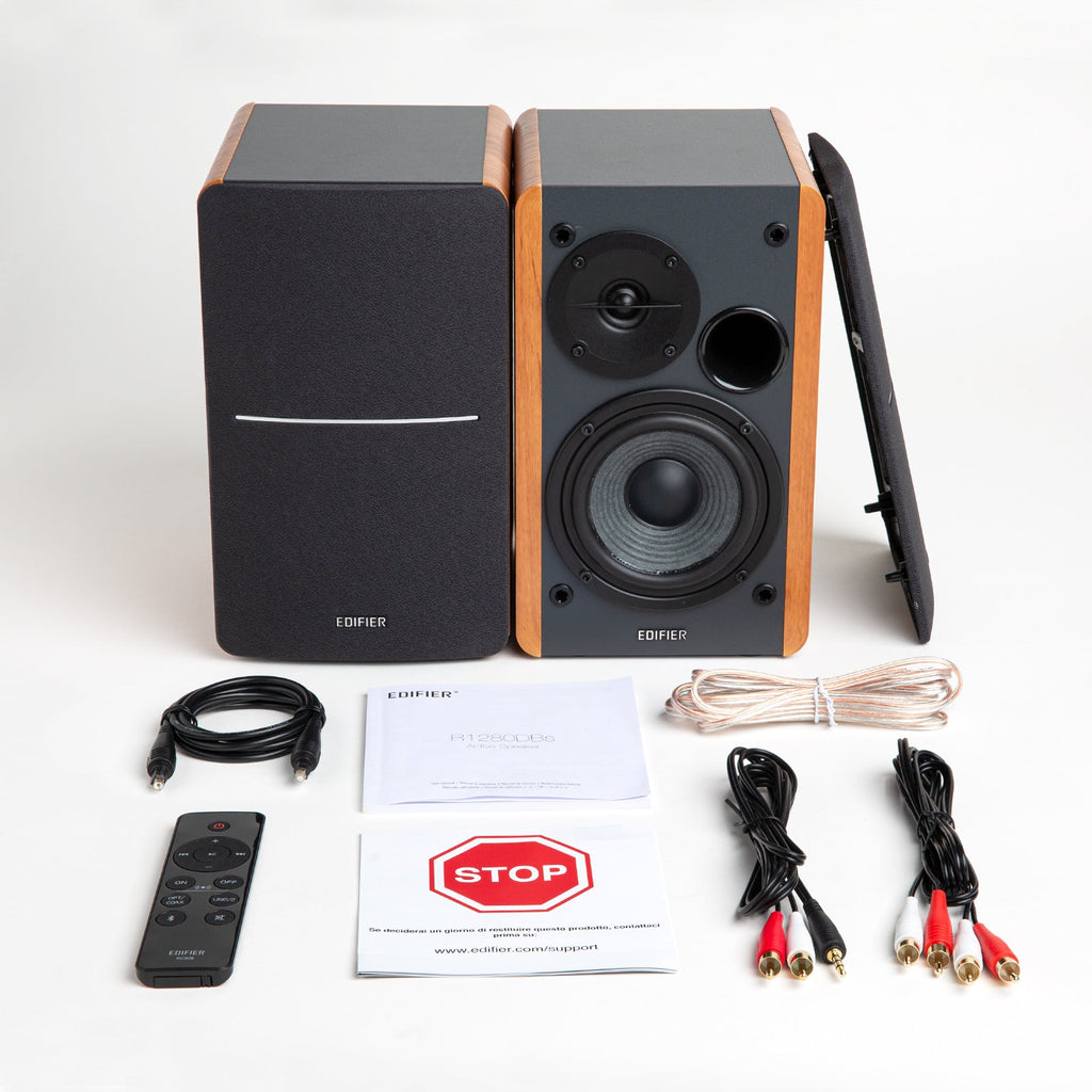Haut-parleurs d'étagère Bluetooth actifs Edifier R1280DBs - Entrée optique - Moniteur de studio sans fil 2.0 - 42 W RMS avec sortie ligne pour caisson de basses