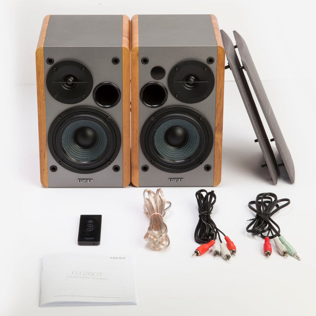 Haut-parleurs d'étagère amplifiés Edifier R1280T certifiés remis à neuf - Moniteurs de champ proche actifs 2.0 - Haut-parleur moniteur de studio - Coffret en bois - 42 Watts RMS