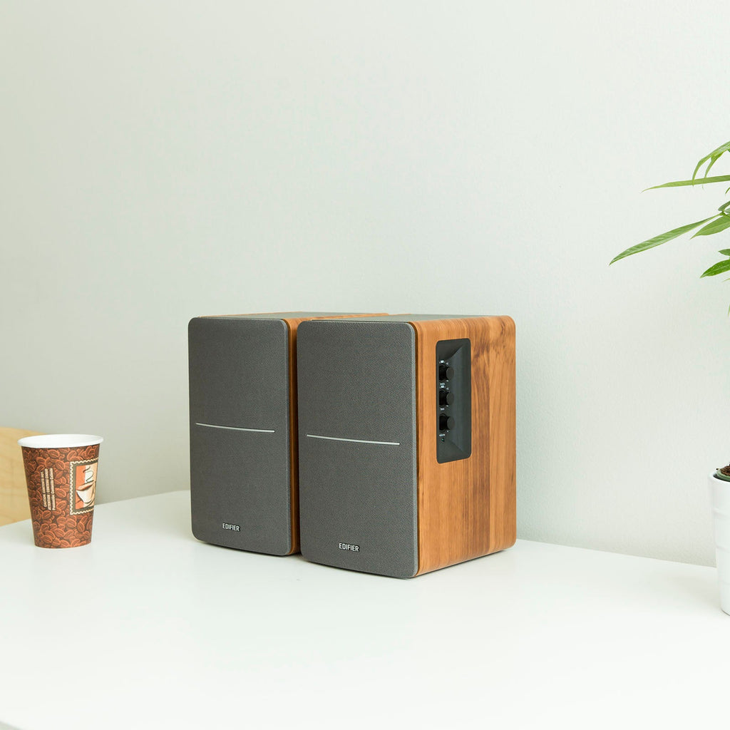 Haut-parleurs d'étagère amplifiés Edifier R1280T certifiés remis à neuf - Moniteurs de champ proche actifs 2.0 - Haut-parleur moniteur de studio - Coffret en bois - 42 Watts RMS