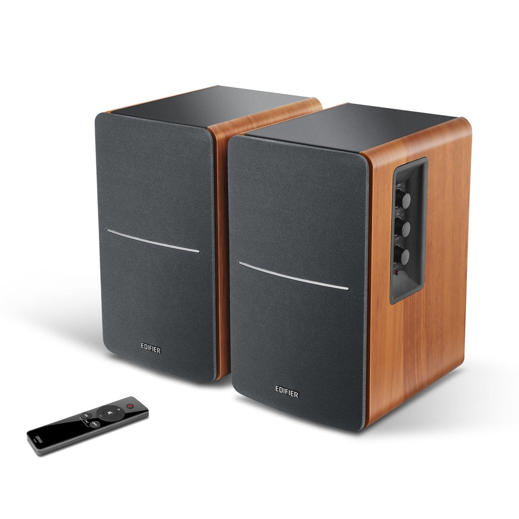 Enceintes d'étagère Edifier R1280Ts reconditionnées certifiées - Moniteurs actifs de proximité stéréo 2.0 - Enceinte de monitoring - 42 Watts RMS avec sortie ligne pour subwoofer - Boîtier en bois