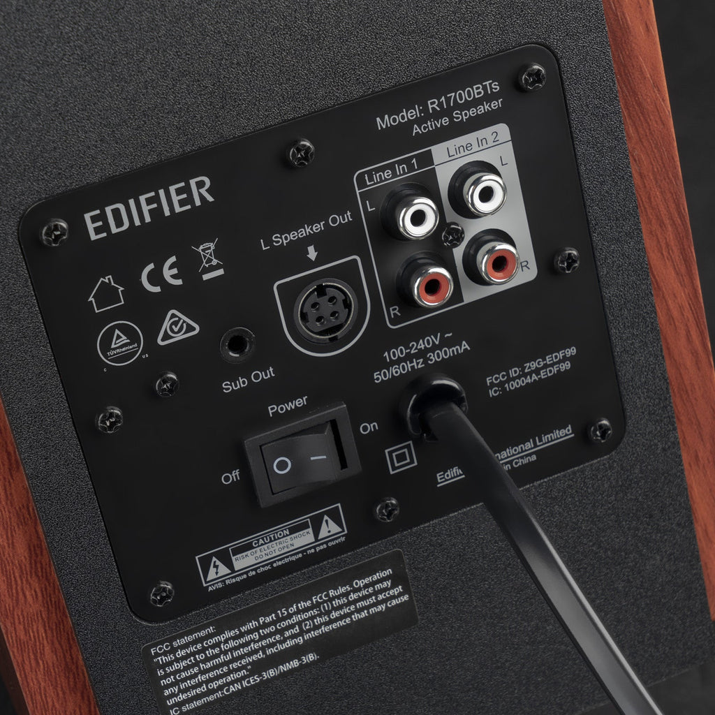 Haut-parleurs d'étagère Bluetooth actifs Edifier R1700BTs - Haut-parleur moniteur de studio sans fil 2.0 en champ proche - 66 W RMS avec sortie ligne pour caisson de basses - Coffret en bois