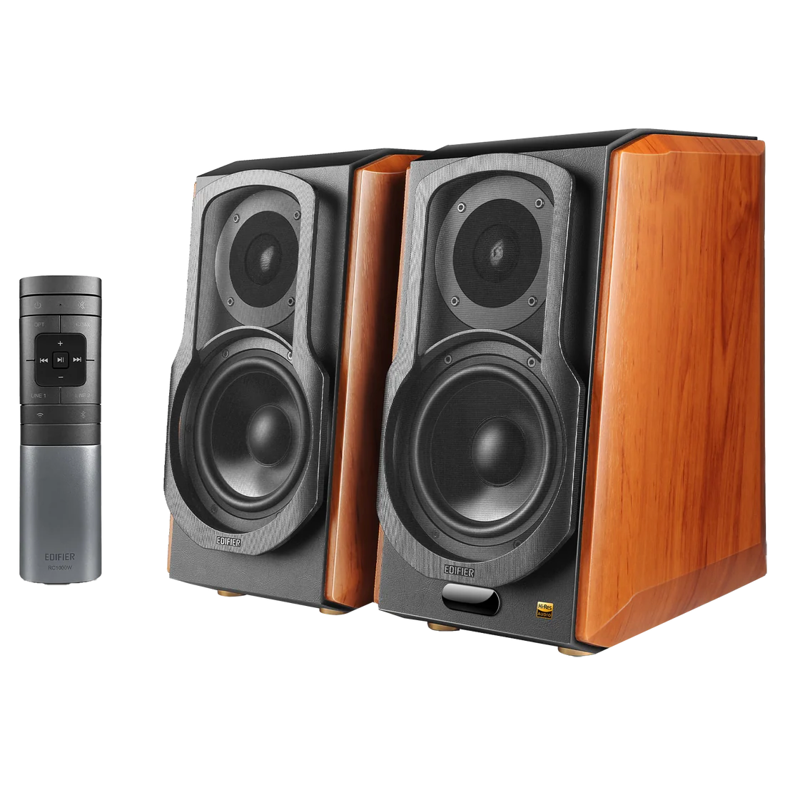 Edifier WiFi Active Bookshelf 2.0 Speakers, Wireless Hi-Fi Speaker, Works with Alexa, Supports AirPlay 2, Spotify Connect, 120W RMS Sound System with Bluetooth/Optical/RCA x 2/Coaxial - S1000W - Pair