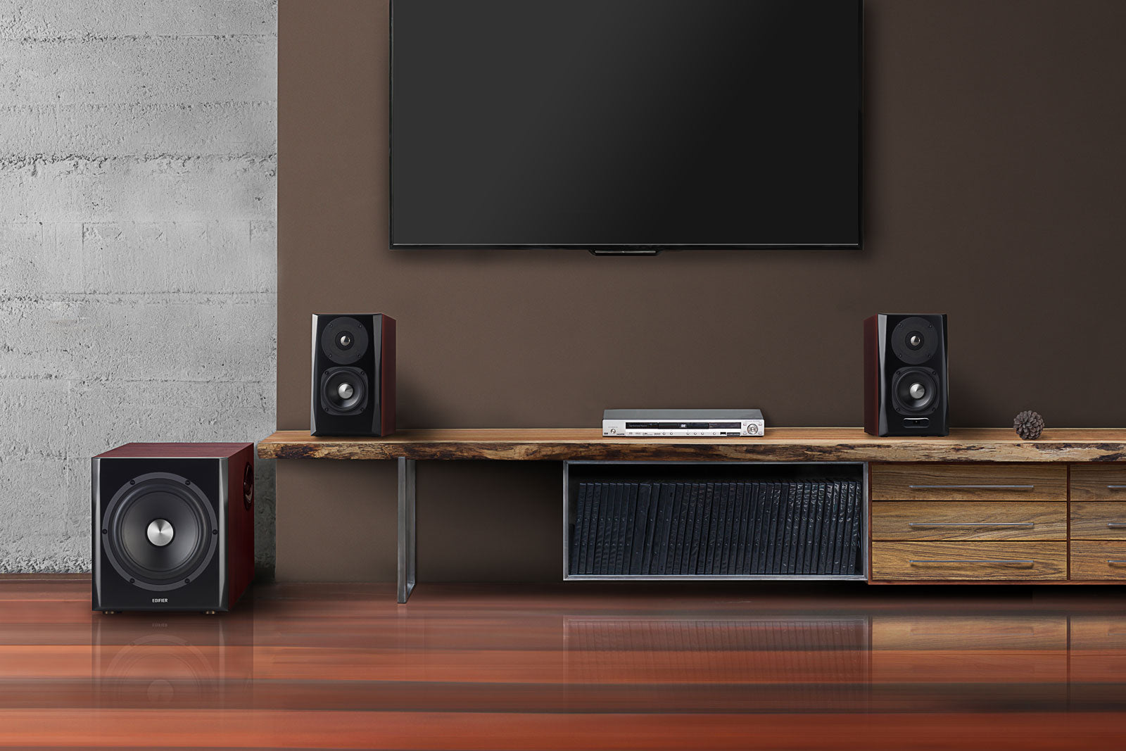 Edifier S350DB Bookshelf Speaker and Subwoofer 2.1 Speaker System Bluetooth v5.1 aptX Wireless Sound For Computer Rooms, Living Rooms and Dens
