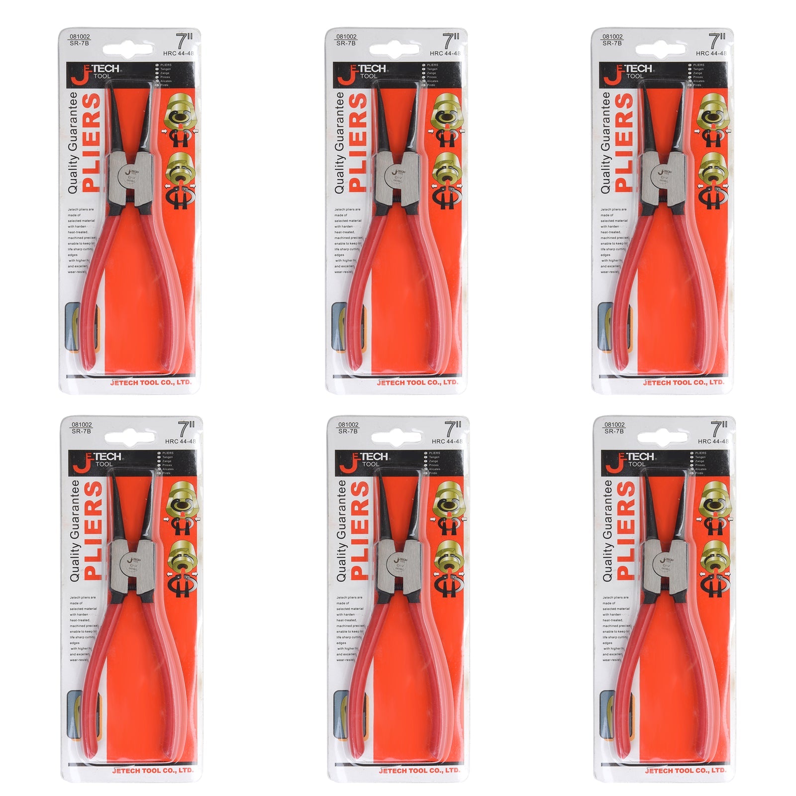 Jetech 7 Inch External Snap Ring Pliers, 6 Pack