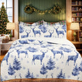 Parure de lit matelassée Marcielo à motif cerf - Housse de couette de Noël (Dessus de lit matelassé avec 2 taies d'oreiller pour toutes les saisons)