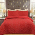 Ensemble de literie matelassée à motif médaillon Marcielo – Housse de couette de Noël (Dessus-de-lit matelassé avec 2 taies d'oreiller pour toutes les saisons) – Rouge