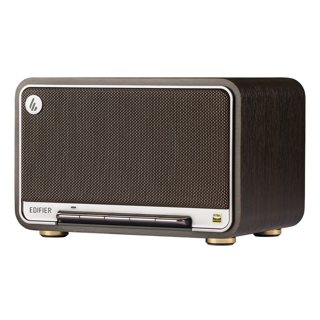 Enceintes Bluetooth Edifier D32 de table, Enceinte sans fil portable rétro, Système audio Wi-Fi et Bluetooth de 60W RMS compatible avec AirPlay2, Connexion multipoint, 11 heures d'autonomie