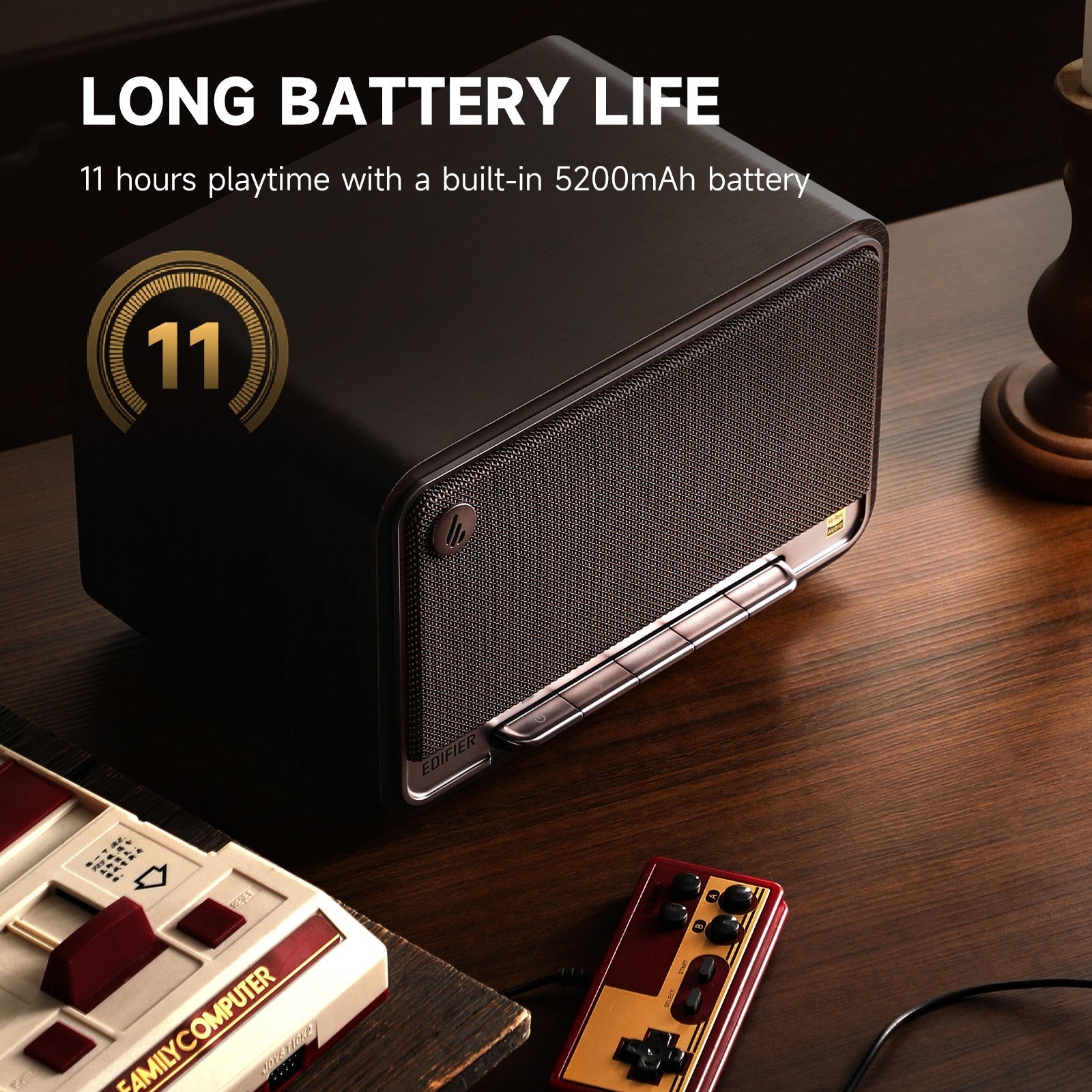 Edifier D32 Tabletop Bluetooth Speakers, Portable Retro Wireless Speaker, 60W RMS Wi-Fi and Bluetooth Sound System Compatible with AirPlay2, Multi-Point Connection, 11 Hours Playtime