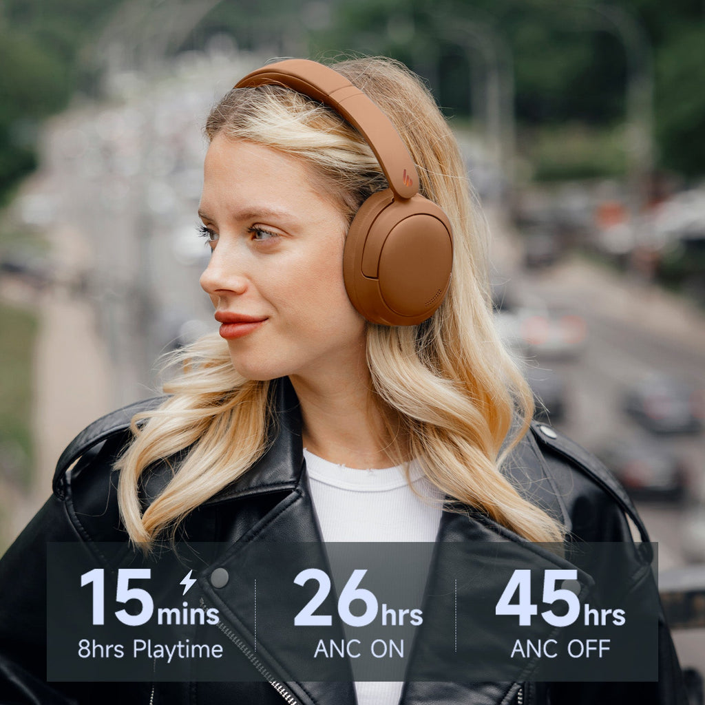 Casque supra-auriculaire Bluetooth Edifier V80 à réduction de bruit active hybride, sans fil, avec 45h d'autonomie, audio haute résolution filaire, chargement rapide, connexion multipoint pour les voyages et le bureau