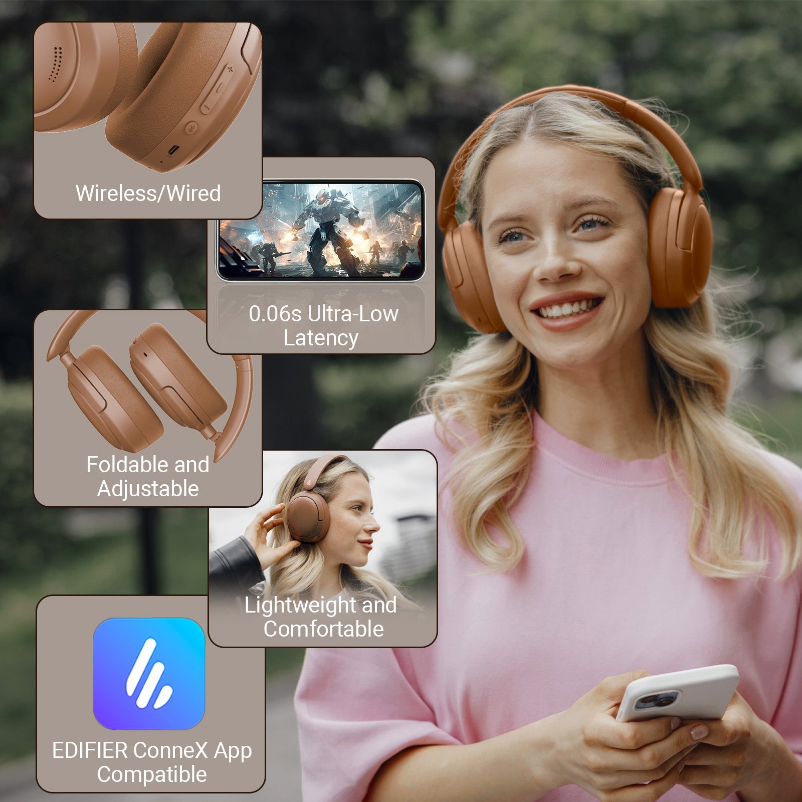 Casque supra-auriculaire Bluetooth Edifier V80 à réduction de bruit active hybride, sans fil, avec 45h d'autonomie, audio haute résolution filaire, chargement rapide, connexion multipoint pour les voyages et le bureau