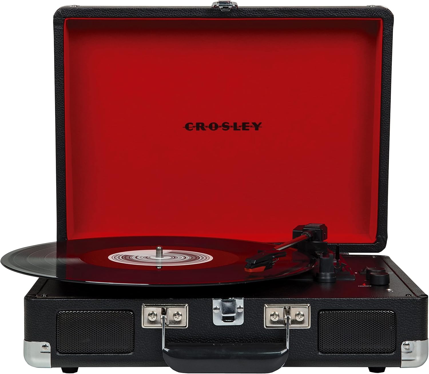 Crosley Cruiser Plus Vintage 3-Speed Bluetooth in/Out Suitcase Vinyl Record Player Turntable - Black/Red
