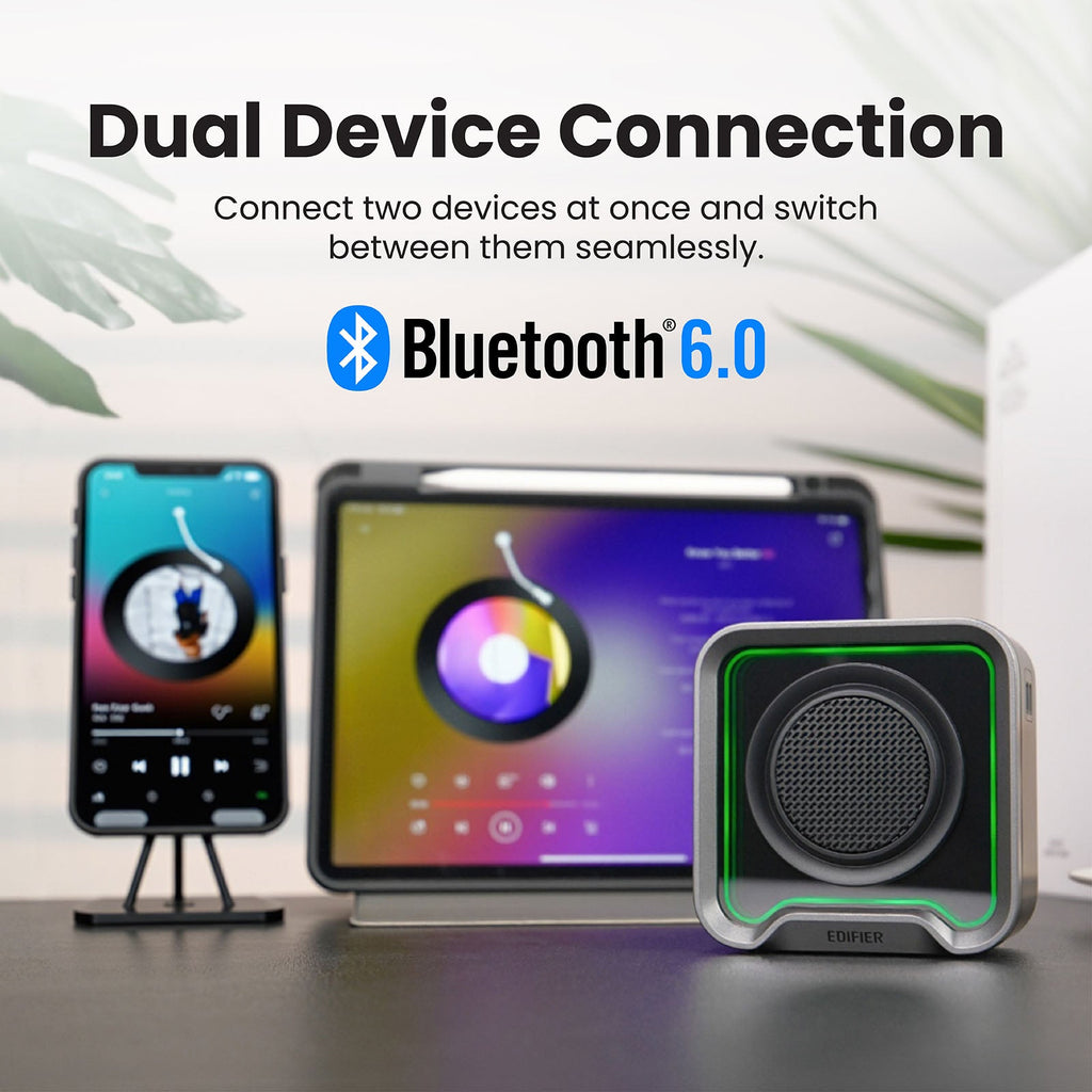 Enceinte Bluetooth portable Edifier, étanche à l'eau et à la poussière IP67 avec basses profondes, microphone intégré, autonomie de 12h, Bluetooth 6.0, lumière d'ambiance pour le camping en extérieur, les voyages, la maison et le bureau