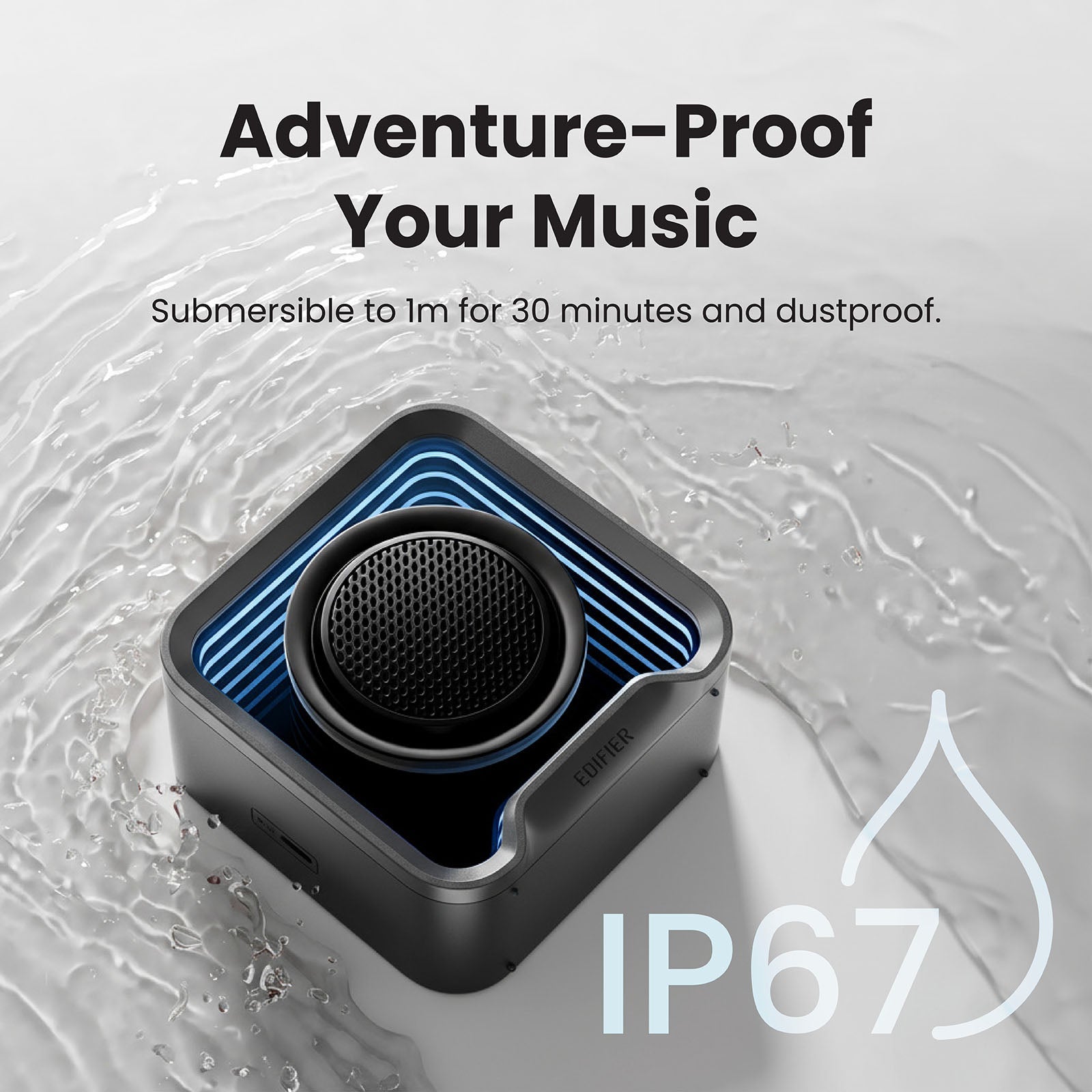 Enceinte Bluetooth portable Edifier, étanche à l'eau et à la poussière IP67 avec basses profondes, microphone intégré, autonomie de 12h, Bluetooth 6.0, lumière d'ambiance pour le camping en extérieur, les voyages, la maison et le bureau