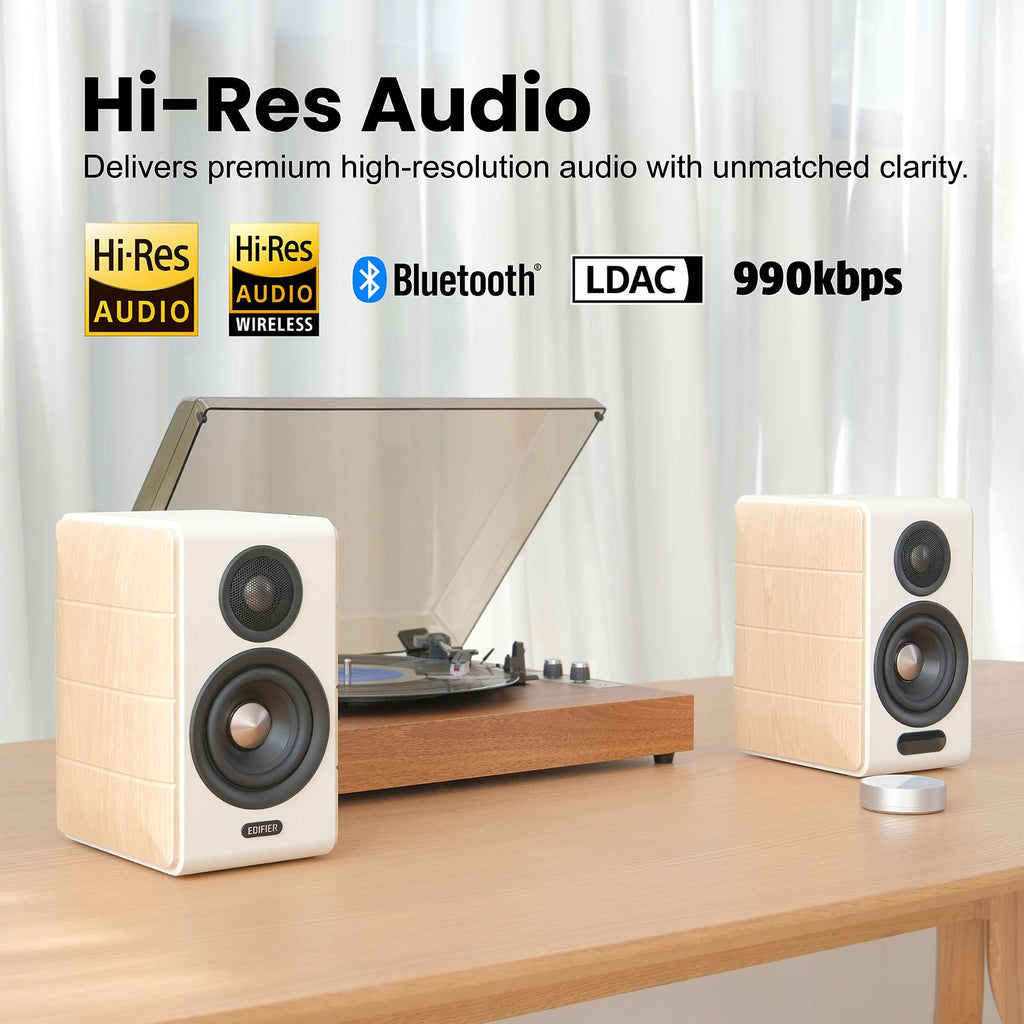 Edifier S880DB MKII 2.0 Active Hi-Fi Bookshelf Speaker, 2.0 Computer Hi-Fi Speaker System, 88W RMS Hi-Res Audio with LDAC Bluetooth USB-C Optical Coaxial RCA Input Subwoofer Output for Record Player TV, Pair