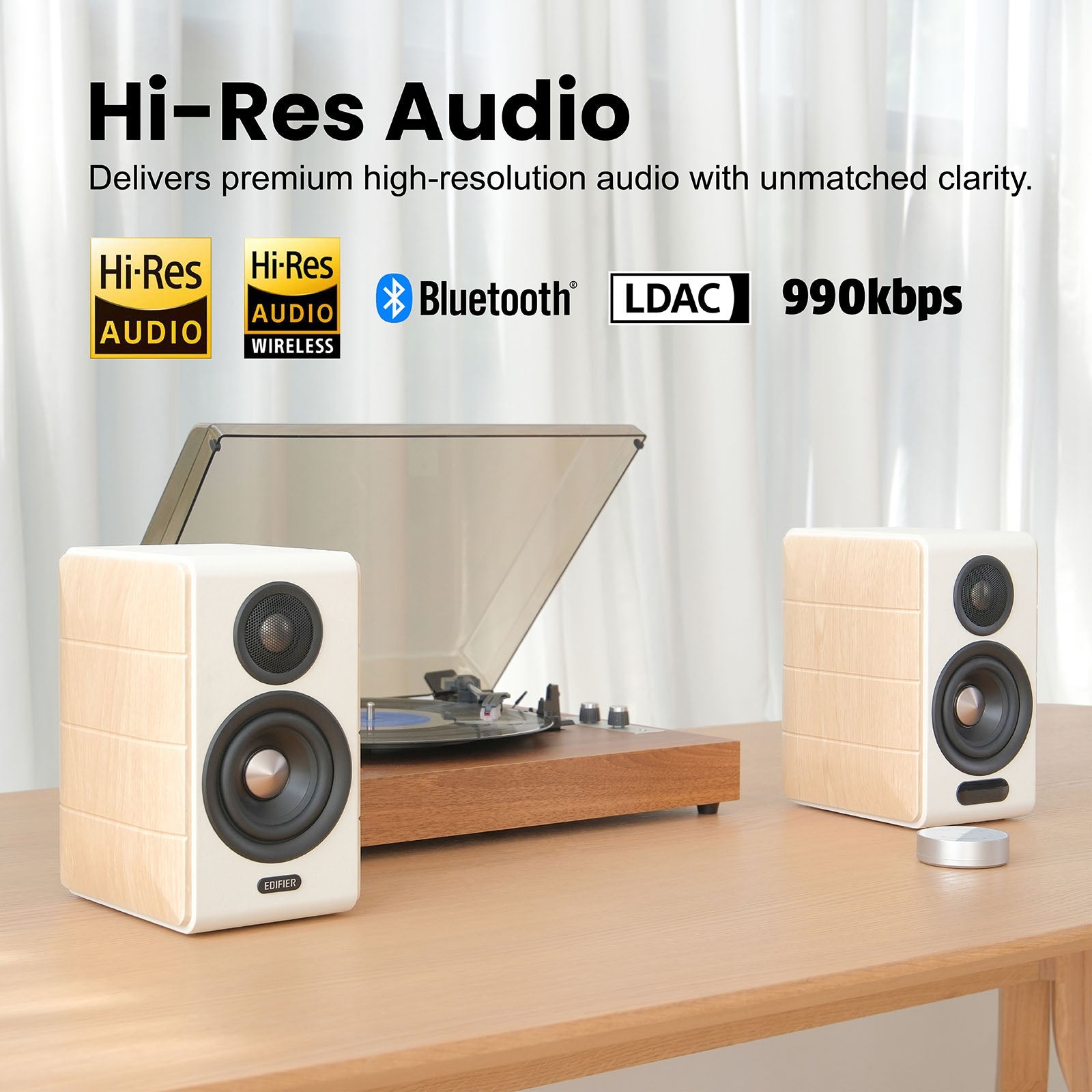 Edifier S880DB MKII 2.0 Active Hi-Fi Bookshelf Speaker, 2.0 Computer Hi-Fi Speaker System, 88W RMS Hi-Res Audio with LDAC Bluetooth USB-C Optical Coaxial RCA Input Subwoofer Output for Record Player TV, Pair