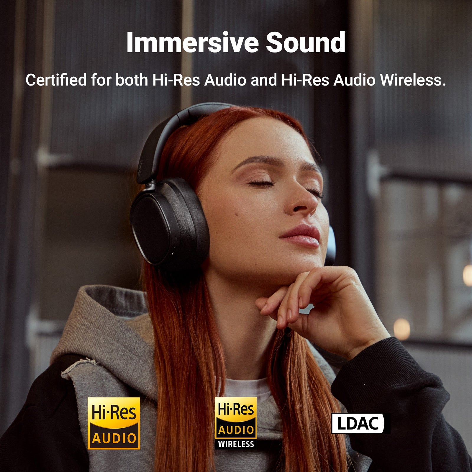 Edifier ES850NB Active Noise Cancelling Headphones, Over Ear Bluetooth Headset, 92H Playtime Wired & Wireless Hi-Res Audio Certified, Fast Charging Clear Calls for Home Office Travel