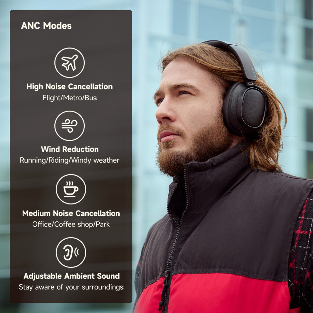 Casque à réduction de bruit active Edifier, Casque Bluetooth circum-auriculaire, Autonomie de 92H Filaire et Sans Fil Certifié Hi-Res Audio, Recharge Rapide Appels Clairs pour Bureau à Domicile Voyage