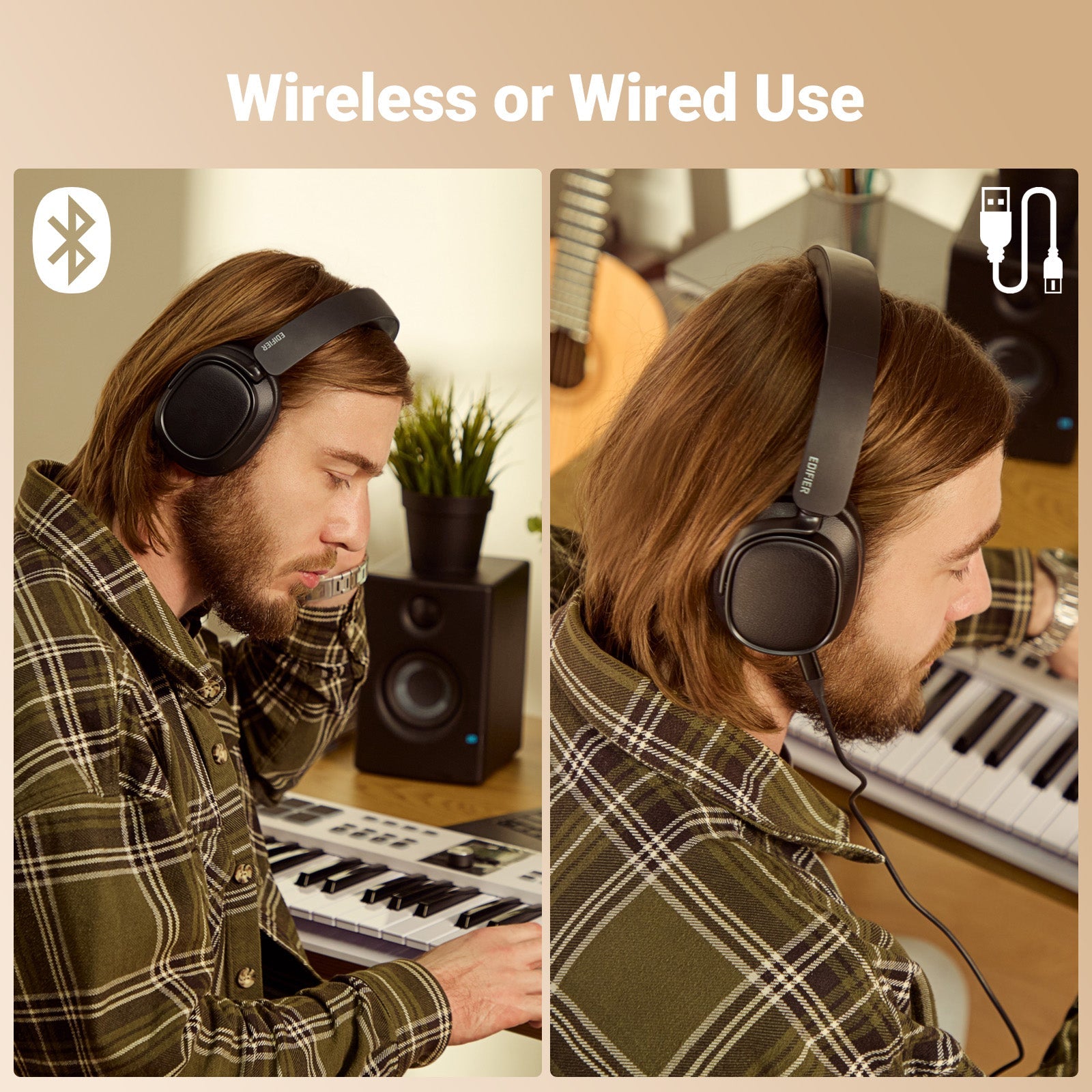 Casque à réduction de bruit active Edifier, Casque Bluetooth circum-auriculaire, Autonomie de 92H Filaire et Sans Fil Certifié Hi-Res Audio, Recharge Rapide Appels Clairs pour Bureau à Domicile Voyage