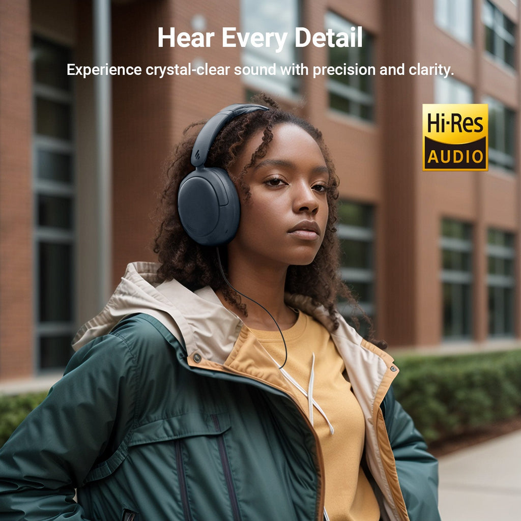 Casque supra-auriculaire Bluetooth Edifier V80 à réduction de bruit active hybride, sans fil, avec 45h d'autonomie, audio haute résolution filaire, chargement rapide, connexion multipoint pour les voyages et le bureau