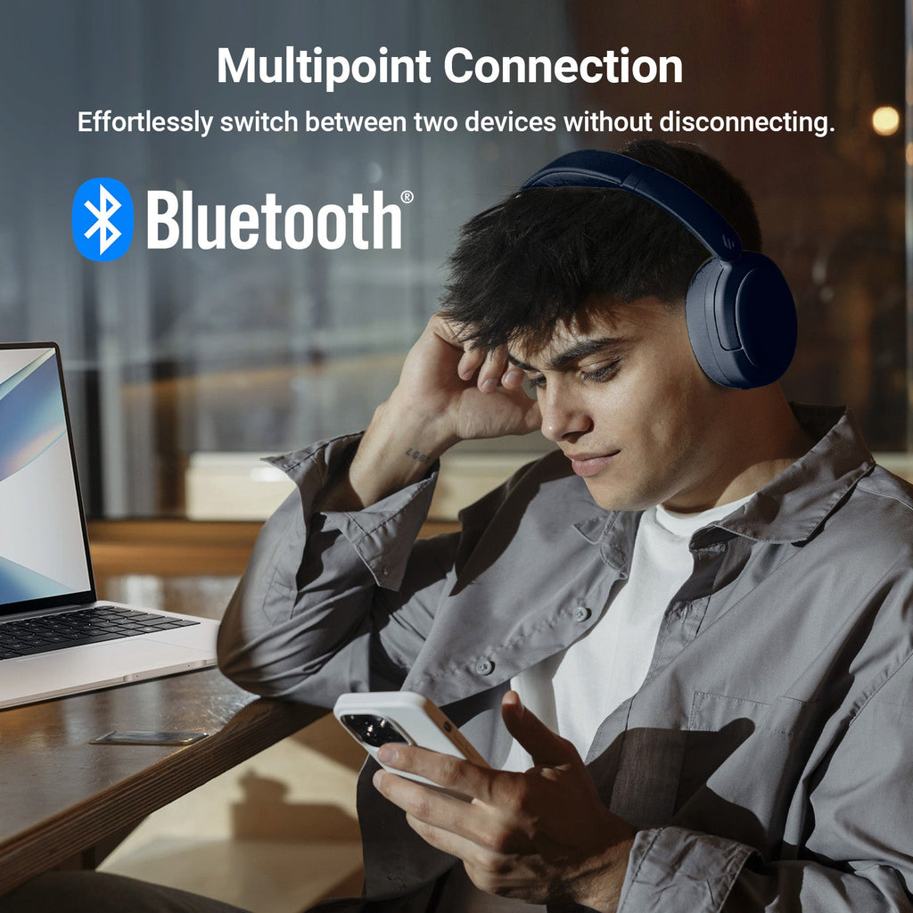 Casque supra-auriculaire Bluetooth Edifier V80 à réduction de bruit active hybride, sans fil, avec 45h d'autonomie, audio haute résolution filaire, chargement rapide, connexion multipoint pour les voyages et le bureau