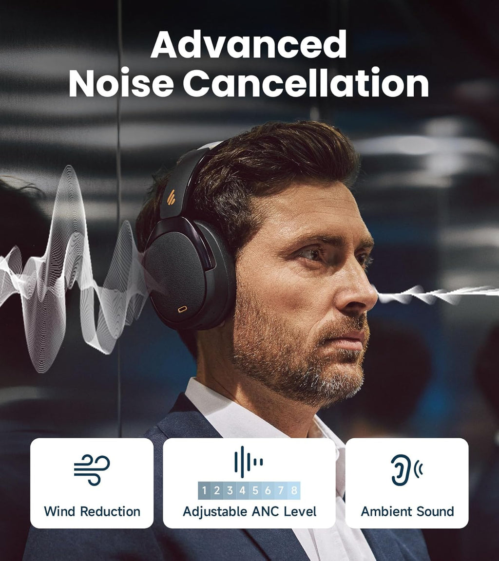 Casque sans fil à réduction de bruit active hybride Edifier WH950NB Gen 2, audio haute résolution avec LDAC ANC à 8 niveaux, son spatial, autonomie de 80h, Bluetooth 5.4, pliable, prise AUX 3,5 mm, étui de voyage